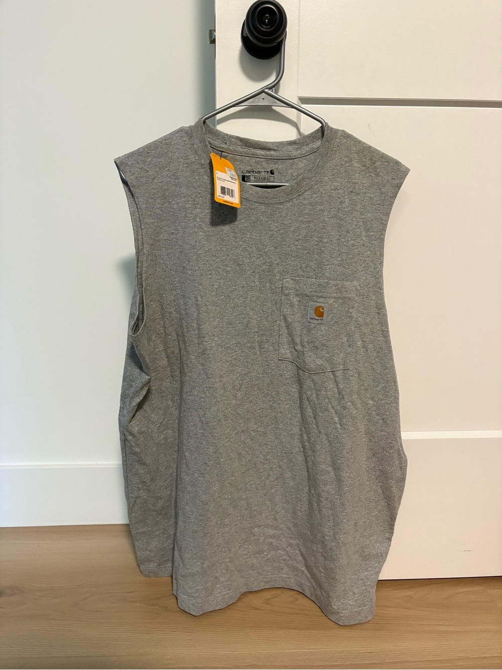 Carhartt Men's Light Gray Sleeveless Pocket Tank Top